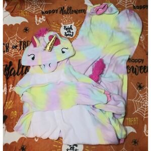 Spooktacular Creations Unicorn Pajama Costume Adult Small Pastel Rainbow Tie Dye